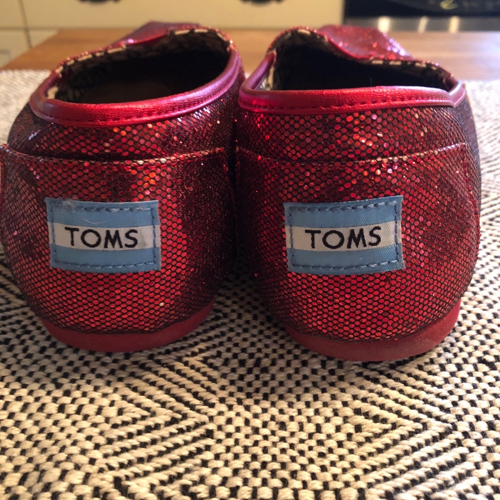 Toms Red Glitter Flats